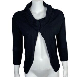 Banana Republic Cardigan Sweater Womens S Knit Black 3/4 Sleeves 1 Button